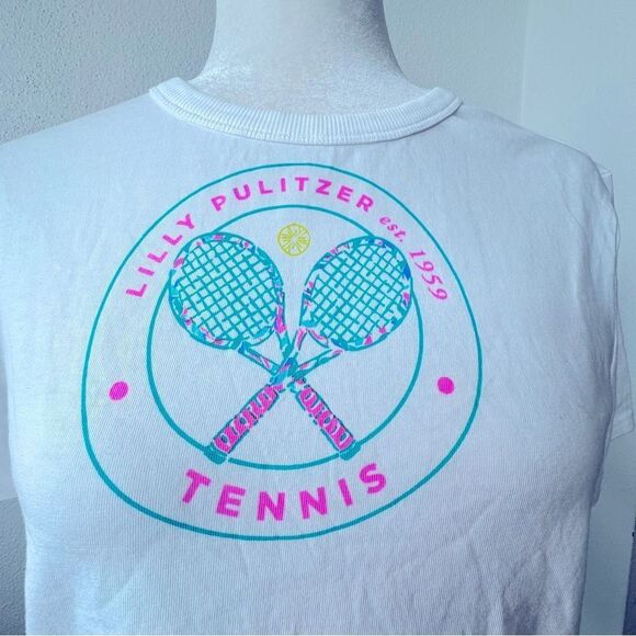 Lilly Pulitzer Rally Luxletic White Tee Short Sleeve Shirt SZ XXS NWOT - Picture 4 of 12
